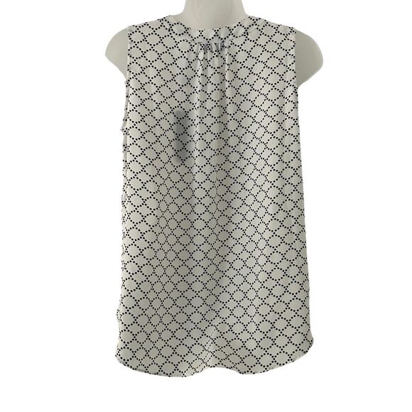Tahari Women's Sleeveless V-Neck Polka Dot Geometric Dressy Blouse S Small New - Picture 6 of 10